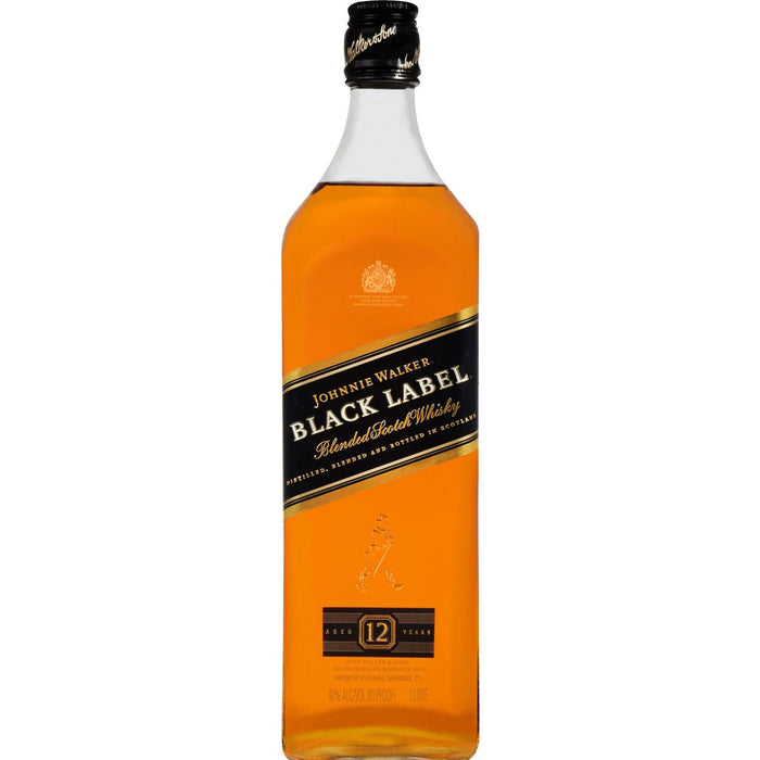 Johnnie Walker Black Label 80 Proof Aged 12 Year Blended Scotch Whisky Bottle (1 L)