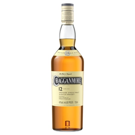 Cragganmore 80 Proof Speyside Single Malt 12 Year Scotch Whisky Bottle (750 ml)