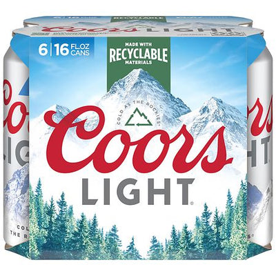 Coors Light American Light Lager Beer Cans (16 fl oz × 6 ct)