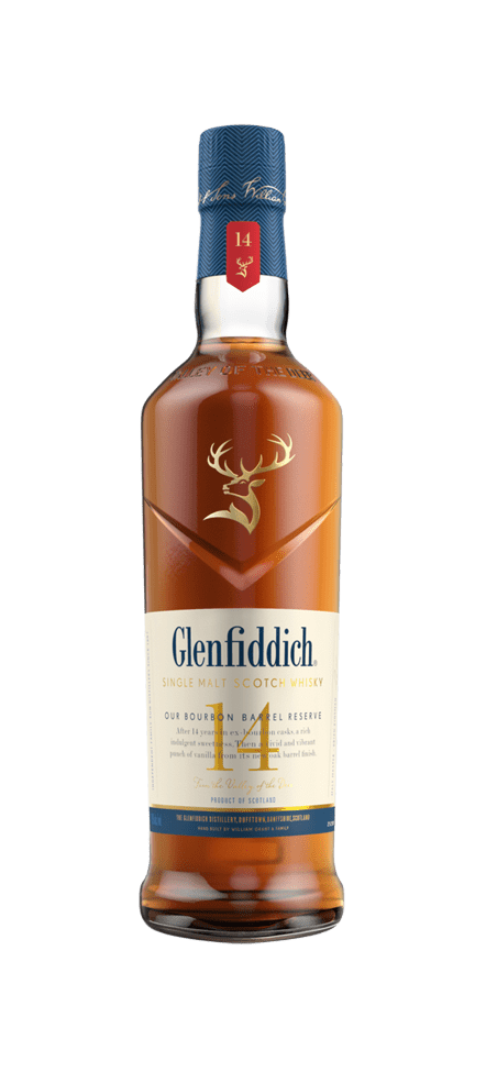 Glenfiddich 86 Proof Aged 14 Years Bourbon Barrel Reserve Single Malt Scotch Whisky Bottle (750 ml)